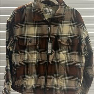 Alpine Design Women’s Sherpa Lined Plaid Shirt Jacket Large NEW